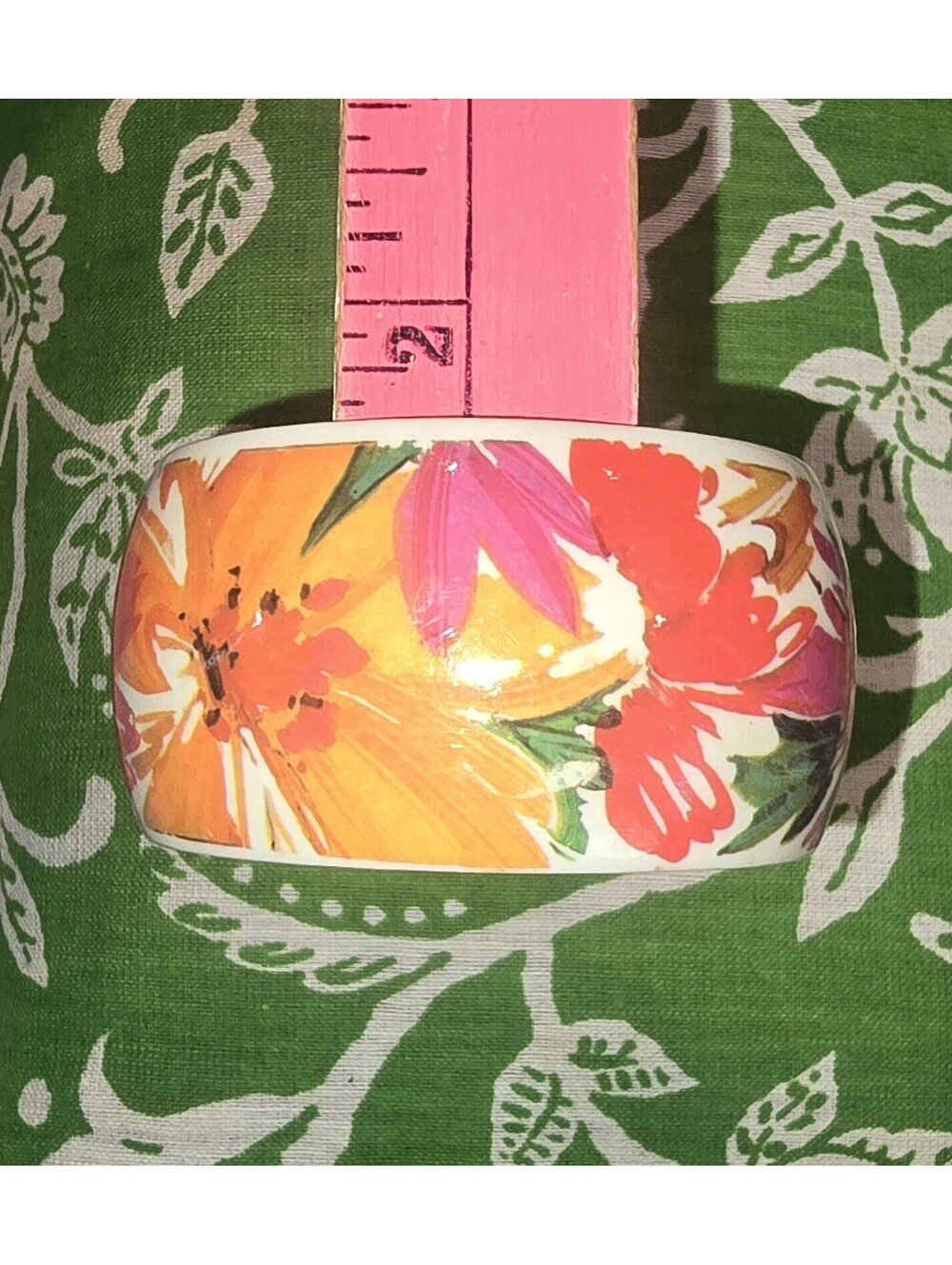 VTG 1989 AVON "Passion Flowers" Chunky Bangle Bracelet Pink Orange Purple - Picture 6 of 7